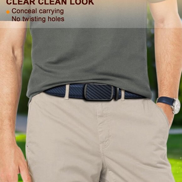 Men Belts 2 Pack,Ratchet Sliding Belt Adjustable For Gift Mens Dress Casual 1 3/ - Picture 6 of 7